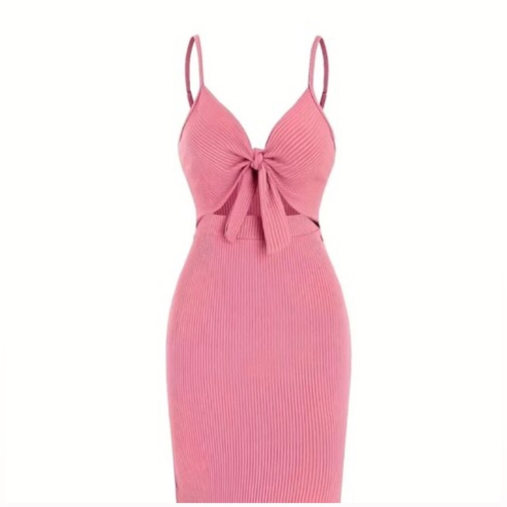 Vibrant Pink Knot Front Cut Out‎ Maxi Dress L